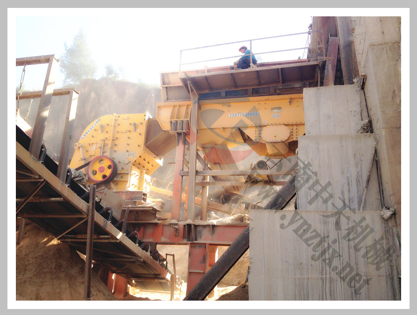 云南昆明日產3000噸二合一反擊破制石英砂現(xiàn)場